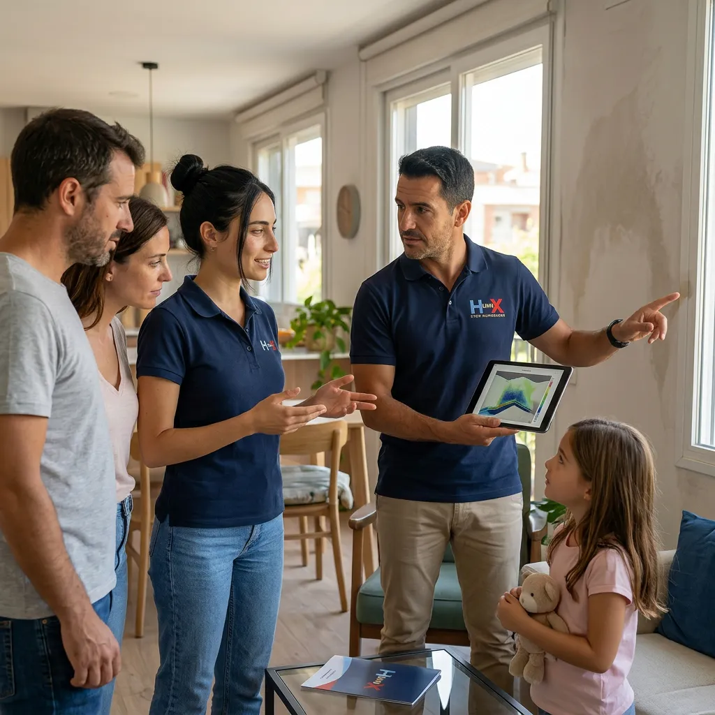 Equipo técnico HUMIX revisando una vivienda con humedad